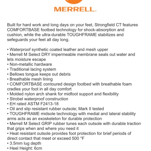 Men’s MERRELL Strongfield Waterproof Work Boots - Picture 10 of 12